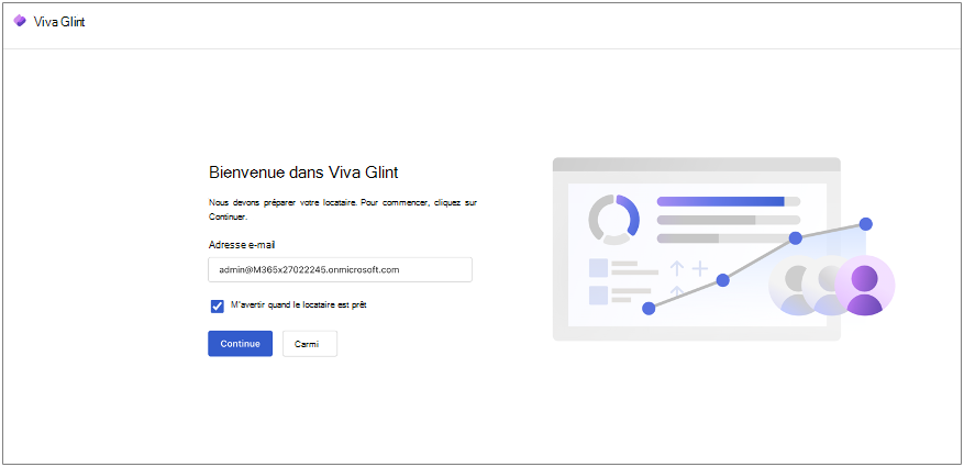 Capture d’écran de la page d’accueil de l’approvisionnement du locataire Viva Glint.