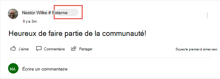 Capture d’écran montrant une publication d’un invité.