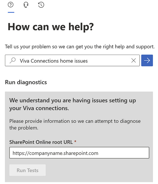 Capture d’écran du volet pour rechercher de l’aide dans le Centre d'administration Microsoft 365.