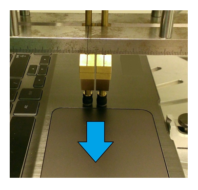 image from the linearity test for a windows precision touchpad device, showing the setup for the multiple contact test.