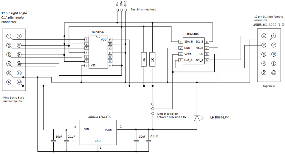 Diagramme schématique de l’adaptateur I2C.