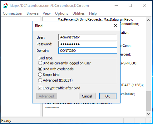 Capture d’écran montrant l’option Lier avec des informations d’identification.