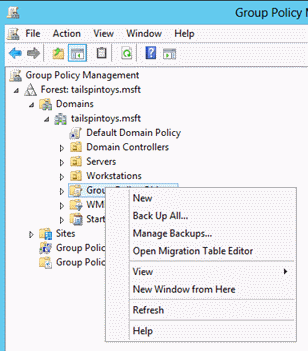 Capture d’écran montrant où sélectionner Nouveau afin de sécuriser les Administrateurs dans Active Directory.