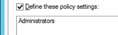 Capture d’écran indiquant comment vérifier que vous avez configuré les droits d’utilisation pour permettre aux membres du groupe Administrateurs d’ouvrir une session locale.