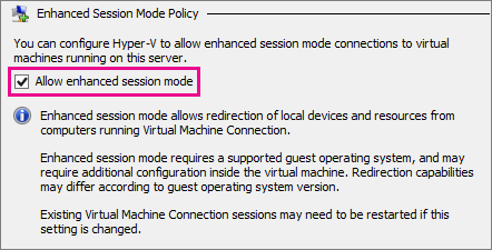 Capture d’écran montrant la case à cocher Autoriser le mode de session étendu pour la stratégie Mode de session étendu.