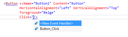 IntelliSense pour l’événement Click