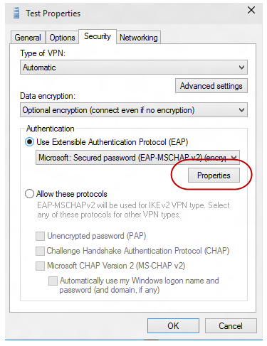 Propriétés de test csp vpnv24