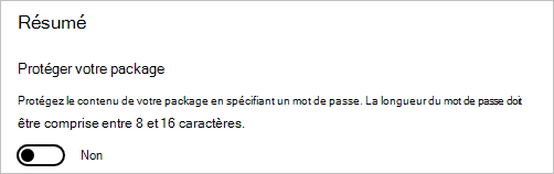 Dans le Concepteur de configuration Windows, protégez votre package avec un mot de passe.