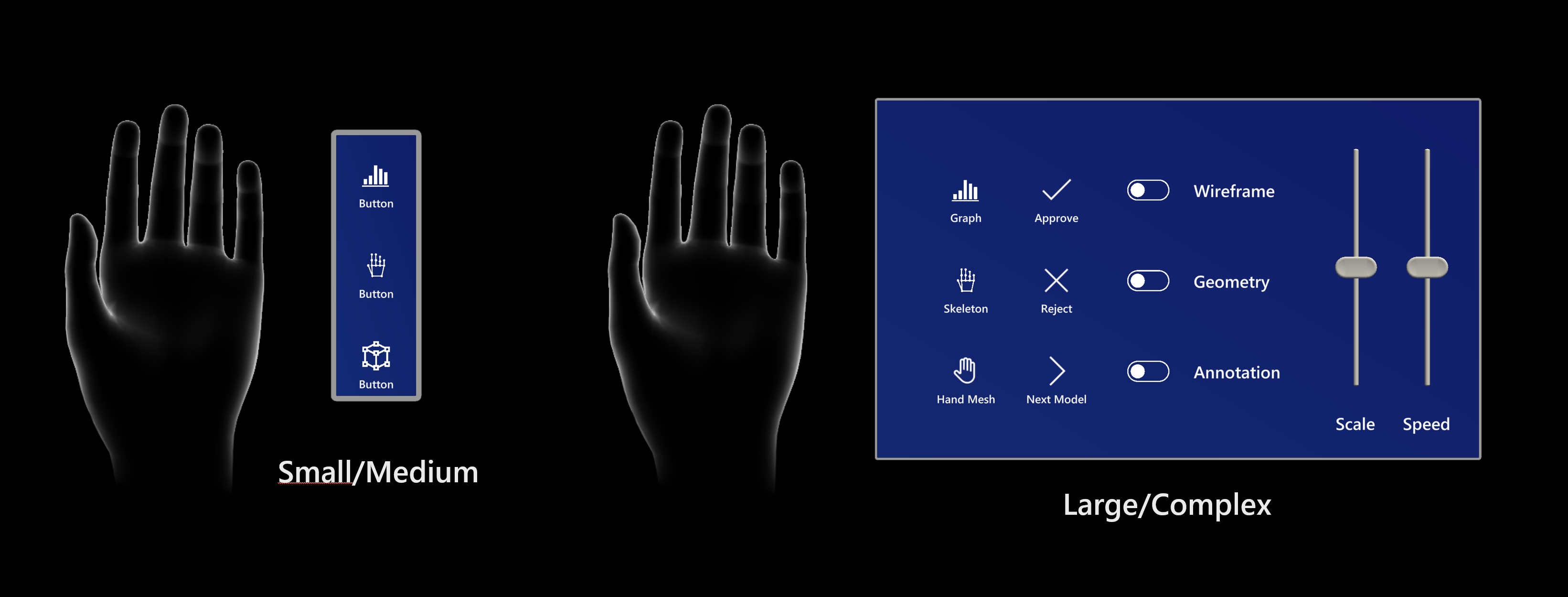 Perspective HoloLens d’un système de menus qui fait toujours face à l’utilisateur