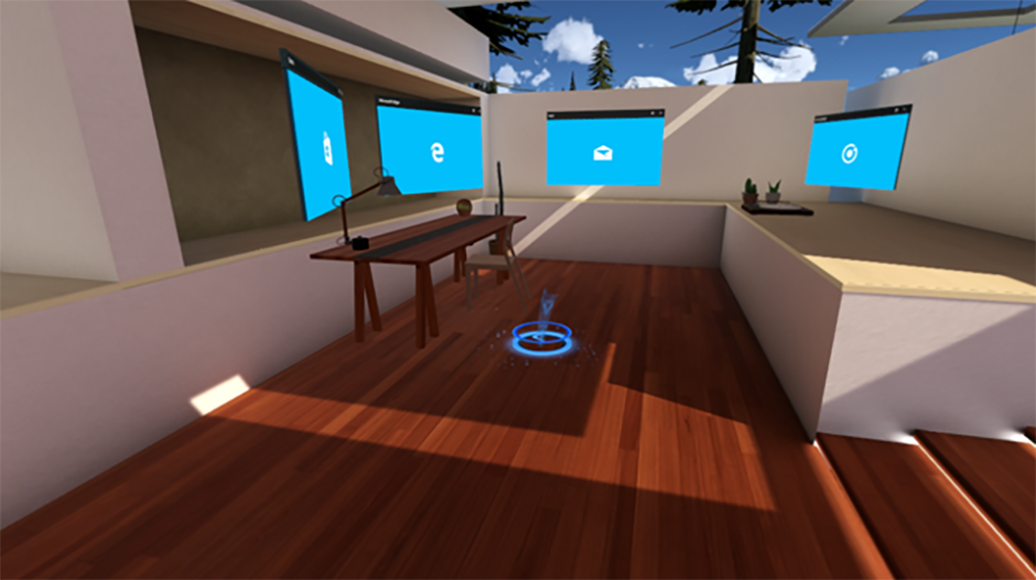 Plusieurs vues 2D disposées autour de la maison Windows Mixed Reality