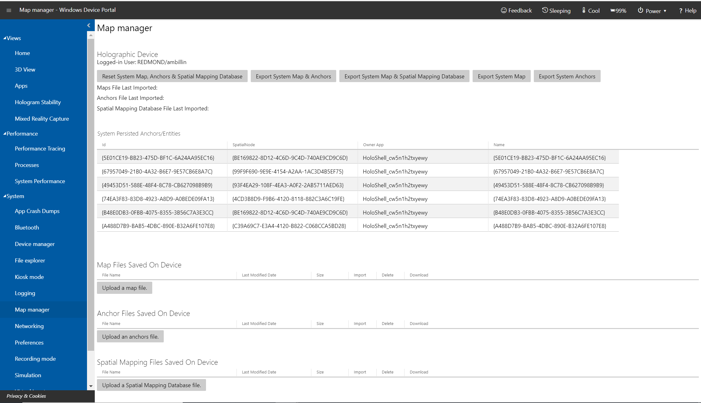 Page Gestionnaire de carte dans le portail d’appareil Windows