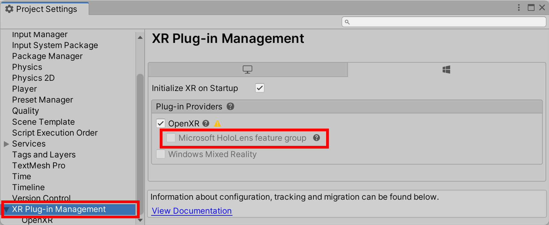 Capture d’écran de la fenêtre Gestion du plug-in XR.