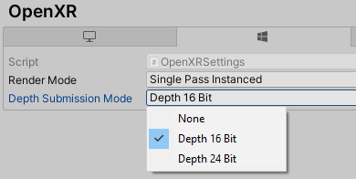 Paramètres de profondeur OpenXR