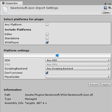 Configurer les paramètres de la plateforme de plug-in Newtonsoft