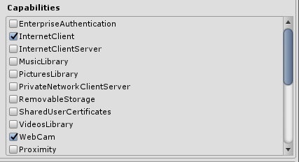 Capture d’écran montrant la moitié supérieure des options de configuration des fonctionnalités.