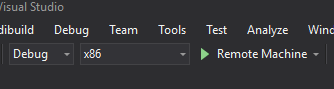 Capture d’écran montrant où sélectionner x86 et Remote Machine.