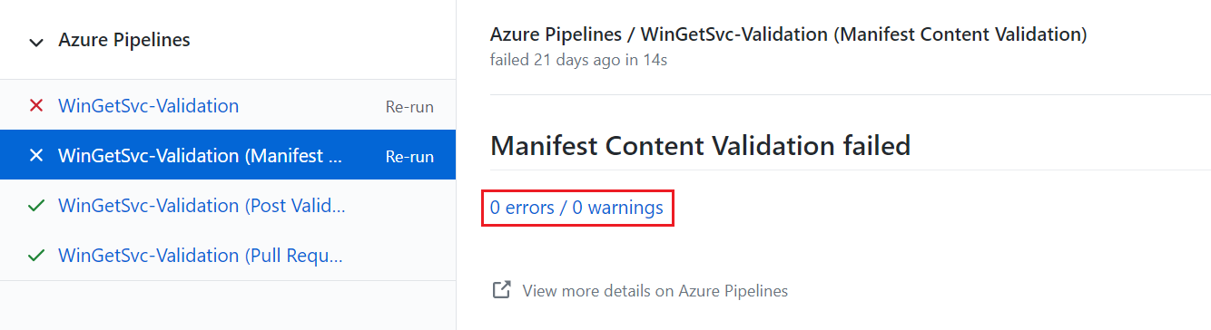 Capture d’écran de la page Azure Pipelines.