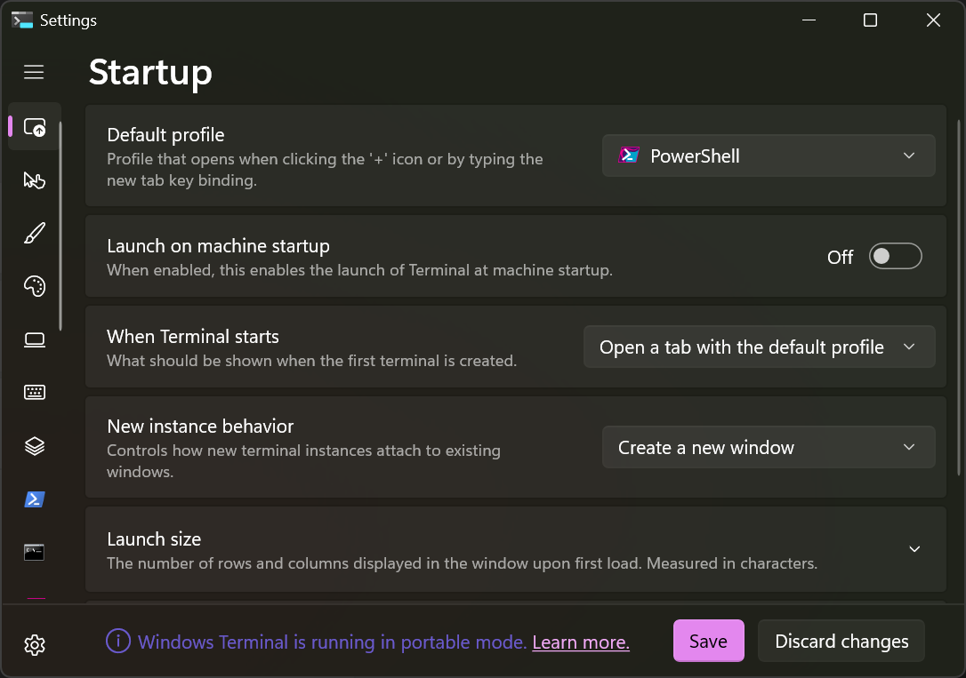 Windows Terminal portable mode disclaimer example