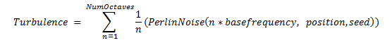Capture d’écran montrant la fonction de turbulence utilisée pour générer une bitmap.