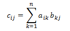 Affiche une formule pour la multiplication matricielle.