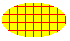 Illustration d’une ellipse remplie d’une grille de lignes horizontales et verticales sur une couleur d’arrière-plan