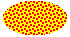 Illustration d’une ellipse remplie de points plus larges dans un motif irrégulier mais répétitif, sur une couleur d’arrière-plan 