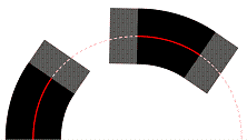 Diagramme illustrant le XPS_DASH_CAP_SQUARE tiret dans un trait pointillé