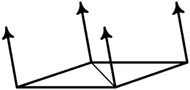 illustration d’une surface plane composée de deux triangles avec des normales de vertex