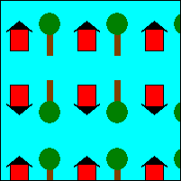 illustration montrant l’image de base répétée horizontalement et verticalement, mais les lignes paires sont inversées verticalement