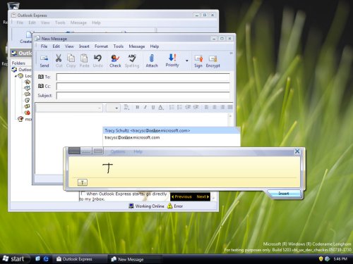 panneau d’entrée avec liste de saisie semi-automatique outlook express