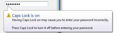Capture d’écran de l’avertissement « caps-lock-is-on » 