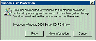 message pam affiché pour inviter l’utilisateur à insérer un cd-rom Windows