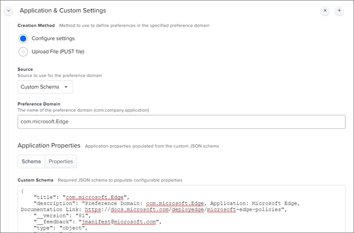 Origine profilo e schema personalizzato