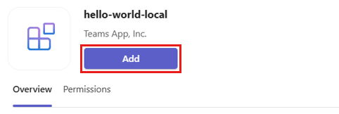 Screenshot of the app details dialog to add the tab app in Teams.