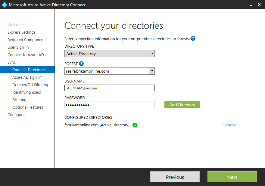 Pagina Connetti directory.