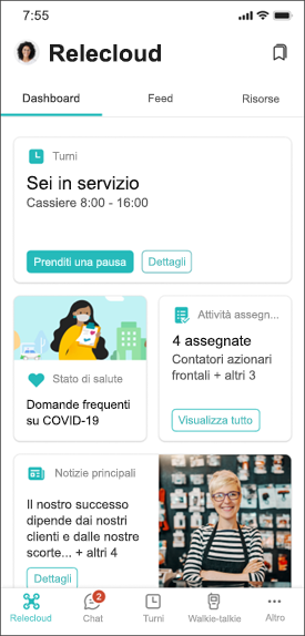 Immagine del dashboard Viva Connections progettato per gli information worker.