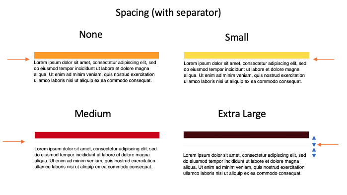 Combinazione di spaziatura e seperatore