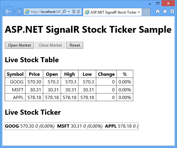 Schermata StockTicker start