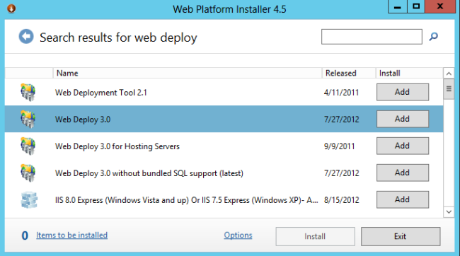 Screenshot che mostra la finestra di dialogo Programma di installazione piattaforma Web 4 punto 5. Distribuzione Web 3 punti 0 è selezionata.