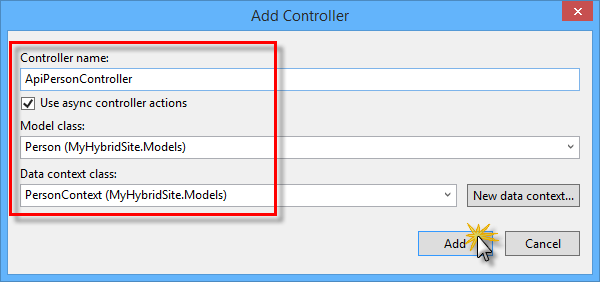 Aggiunta di un controller API Web con scaffolding Aggiunta di un