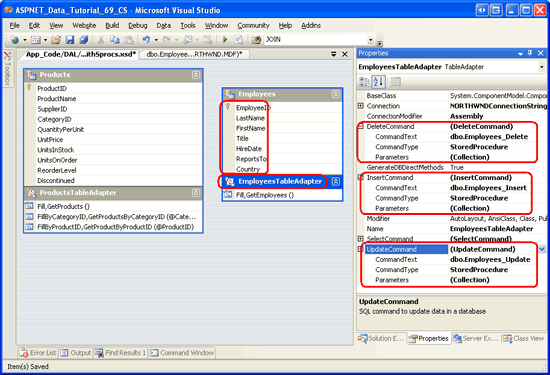 TableAdapter include funzionalità inserimento, aggiornamento ed eliminazione