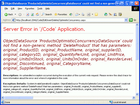 ObjectDataSource non è in grado di trovare un metodo con i parametri di input da inviare