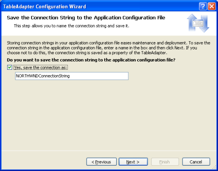 Salvare la stringa di connessione in Web.config