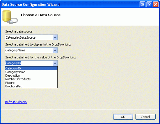 Associare DropDownList a CategoriesDataSource