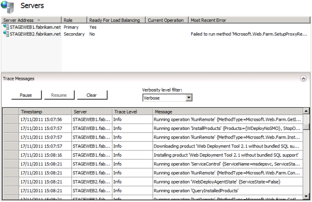 Nel riquadro Connessioni espandere la server farm e quindi fare clic su Server.