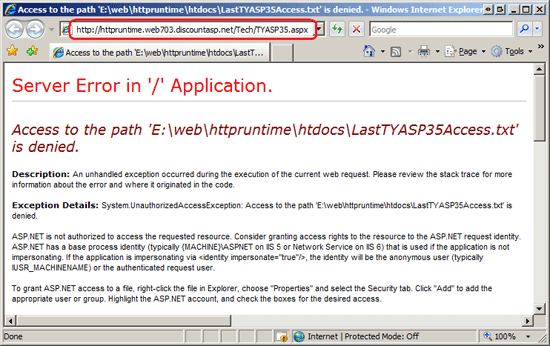 L'account del computer predefinito usato da IIS non dispone delle autorizzazioni per la scrittura nel file system