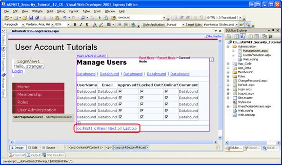 Aggiungere i pulsanti First, Previous, Next e Last LinkButtons Sotto GridView