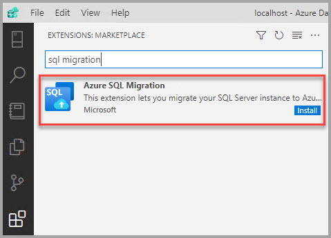 Screenshot che mostra l'estensione di Migrazione Azure SQL nell'Azure Marketplace.