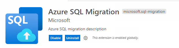 Screenshot che mostra l'estensione di migrazione Azure SQL.