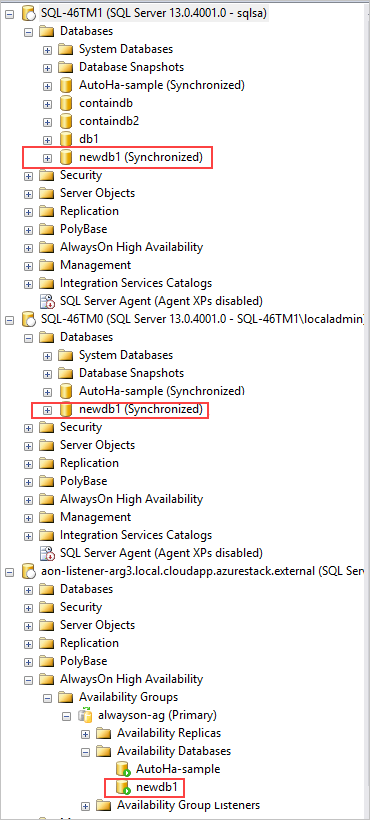 Stato del database AlwaysOn in SQL Server Management Studio